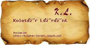 Koletár Lóránt névjegykártya