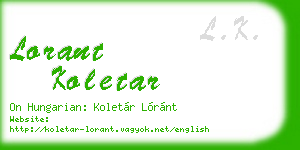 lorant koletar business card
