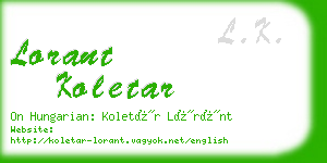 lorant koletar business card